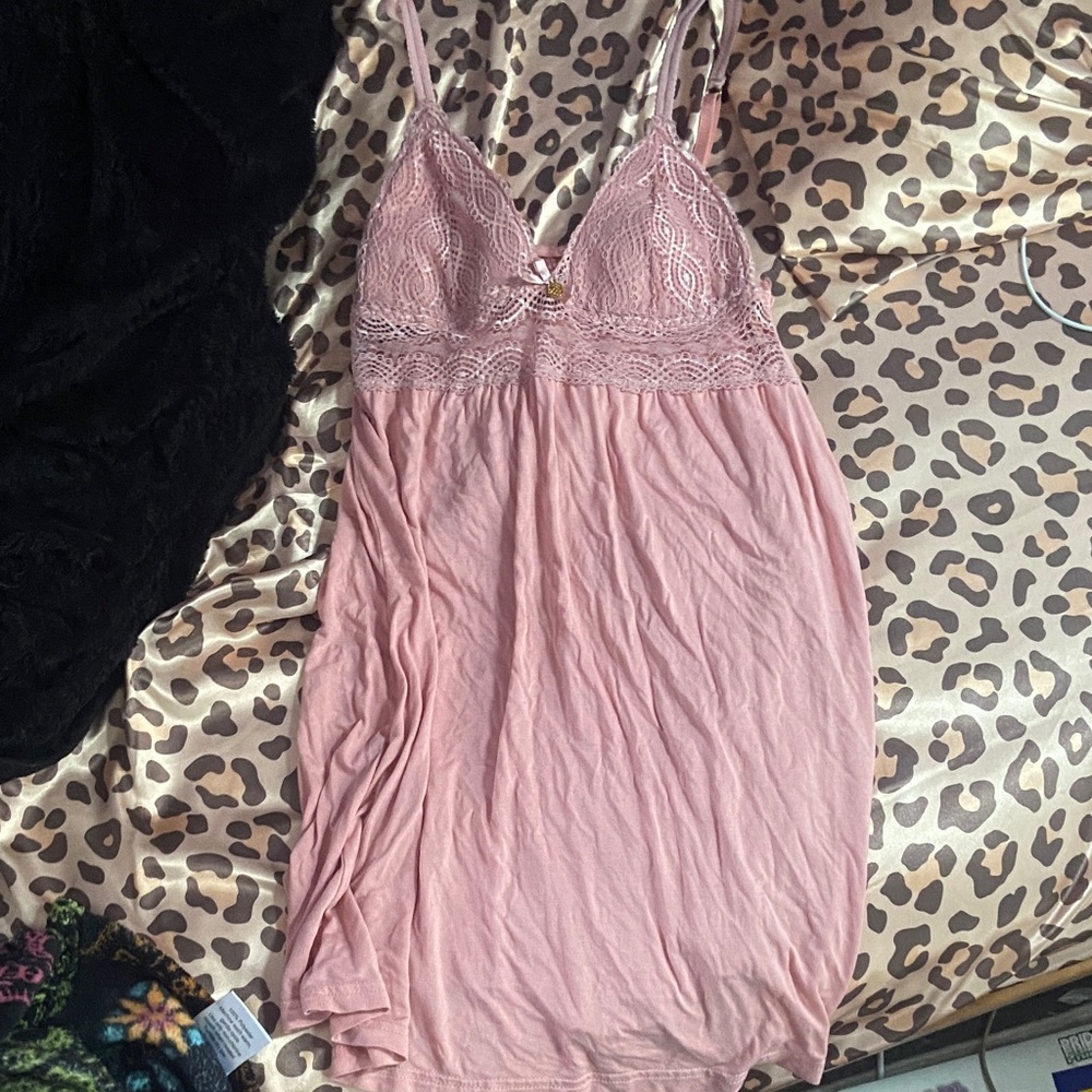 daisy fuentes pink lace slip dress (s: S)